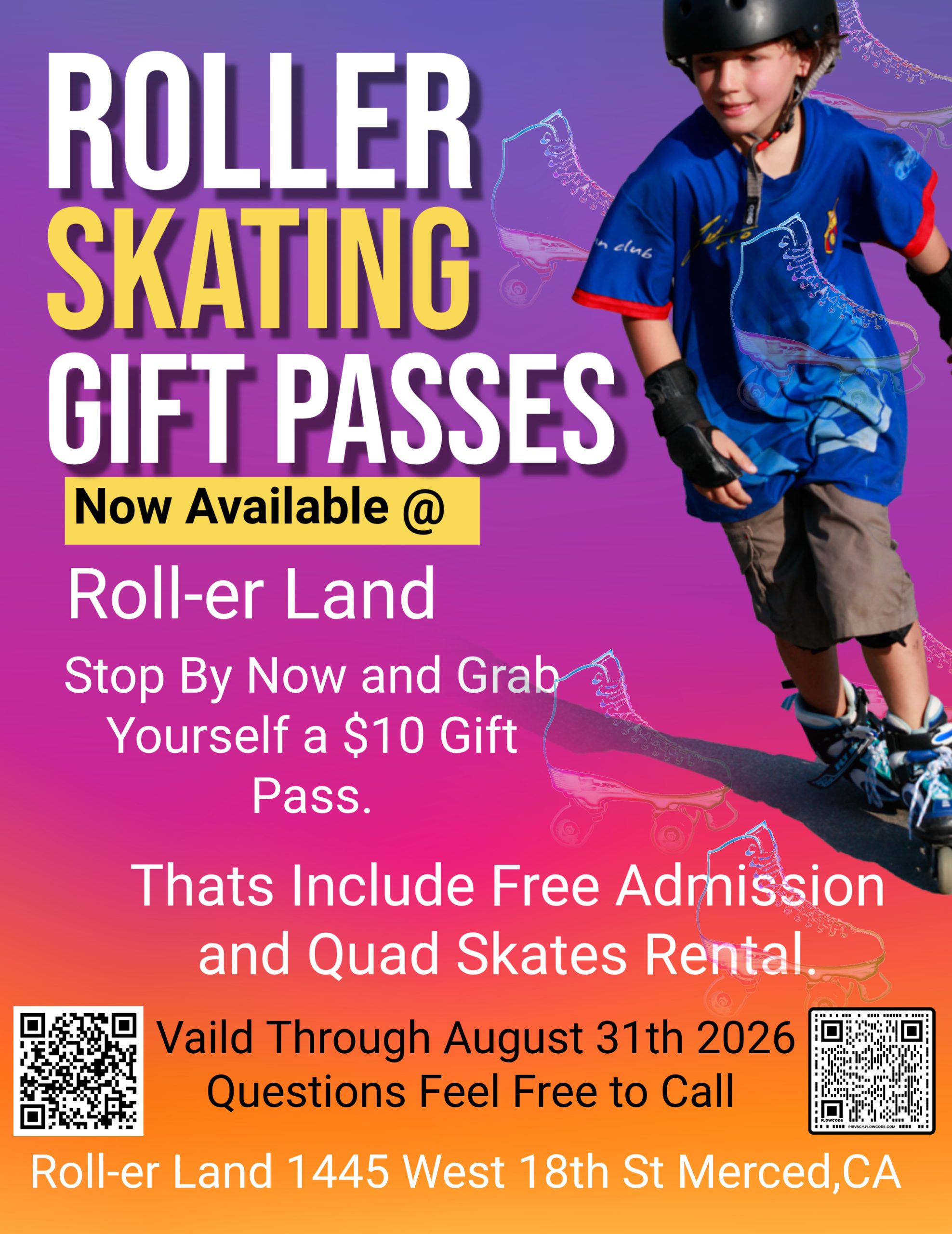 White Maximalist Roller Skating Lessons Flyer (us Letter)
